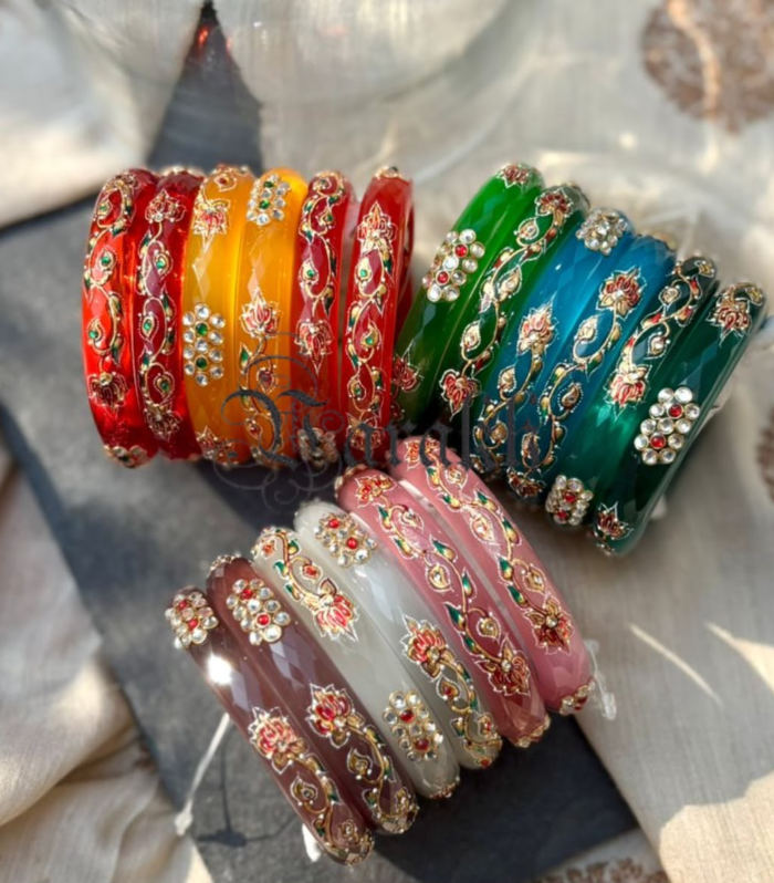 Gold Foil Leafing (Varakh) Painted Bangles