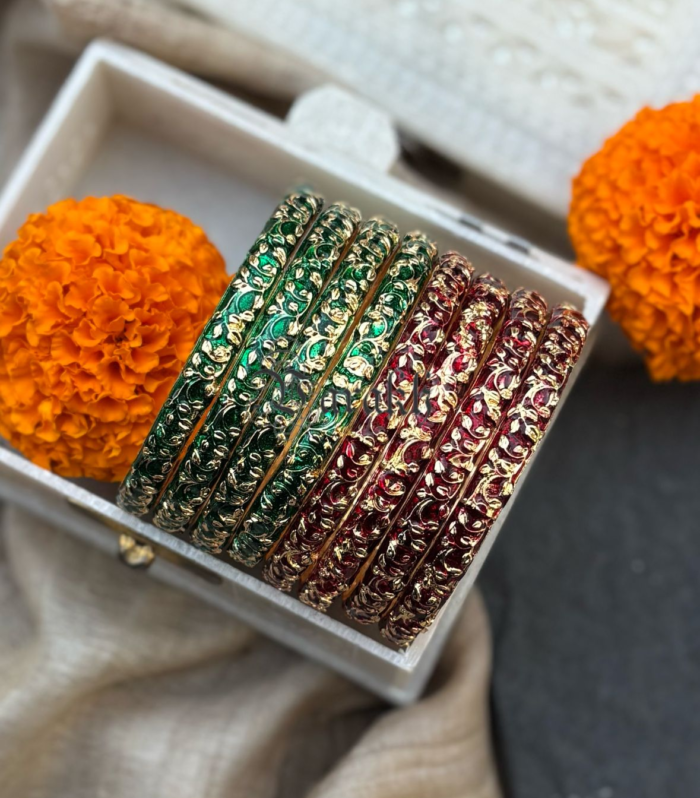 Floral Meena Metal Design Bangles